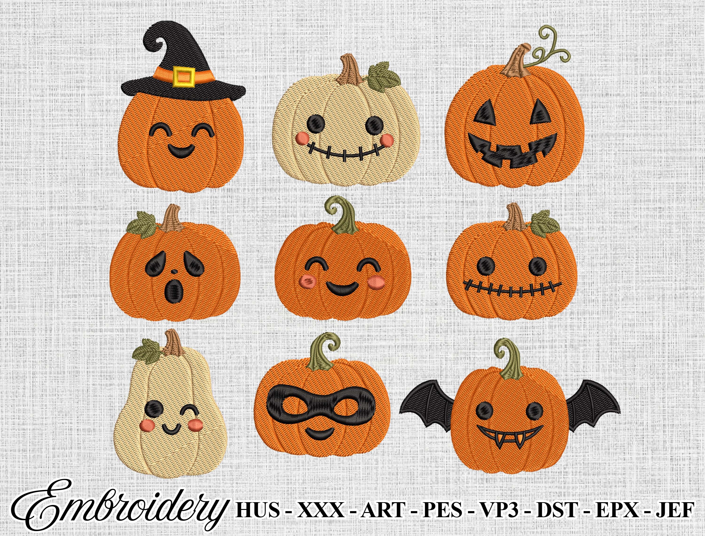 Halloween Pumpkin Embroidery File Bundle