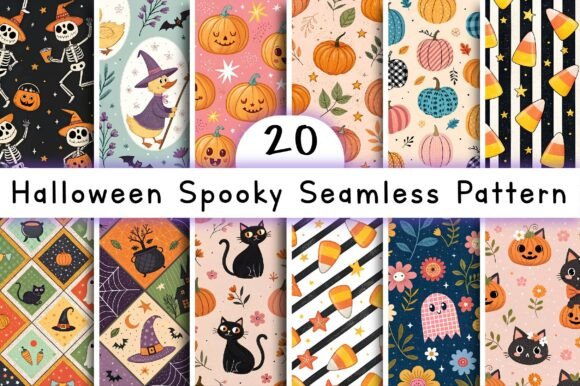Halloween Spooky Seamless Pattern