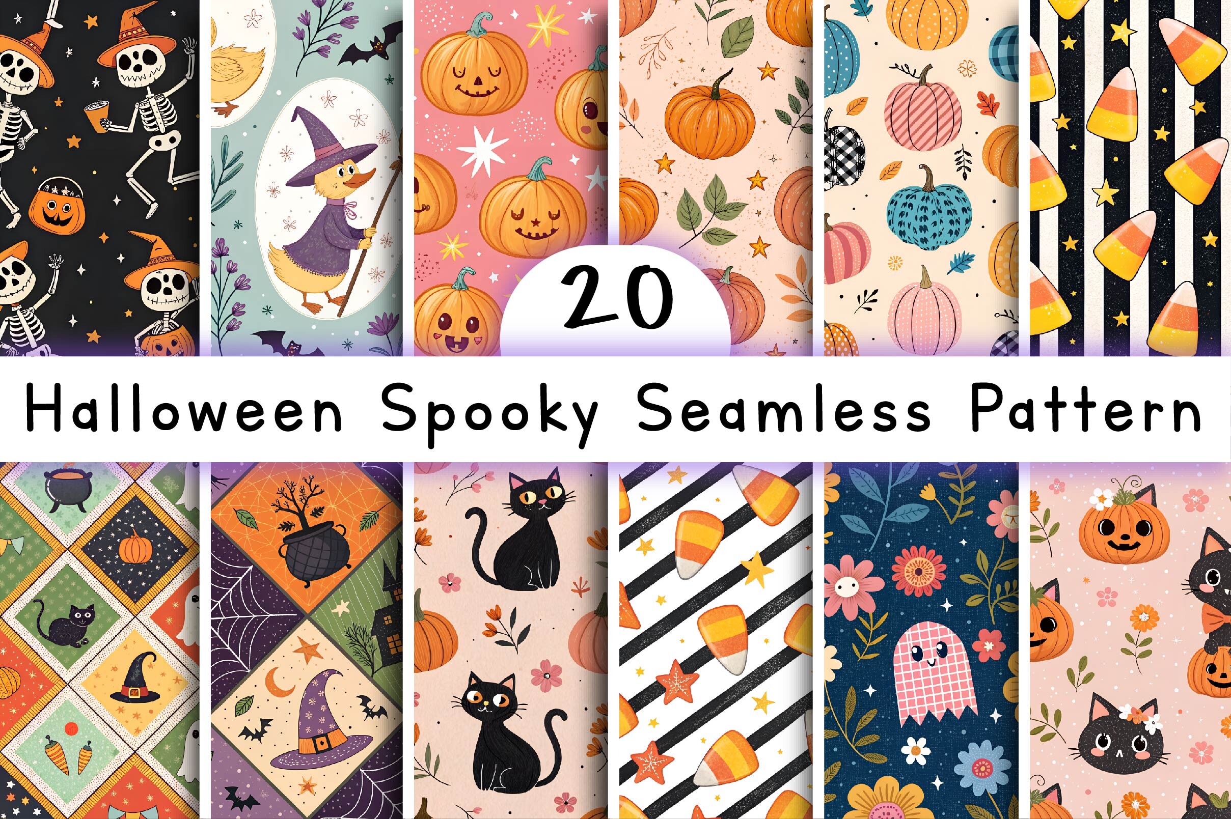Halloween Spooky Seamless Pattern