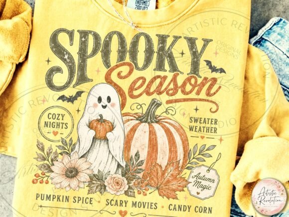 Spooky Vintage Ghost PNG - Halloween Fall Sublimation Design - Image 2
