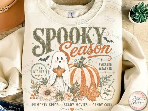 Spooky Vintage Ghost PNG - Halloween Fall Sublimation Design - Image 3