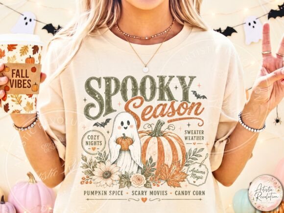 Spooky Vintage Ghost PNG - Halloween Fall Sublimation Design - Image 4