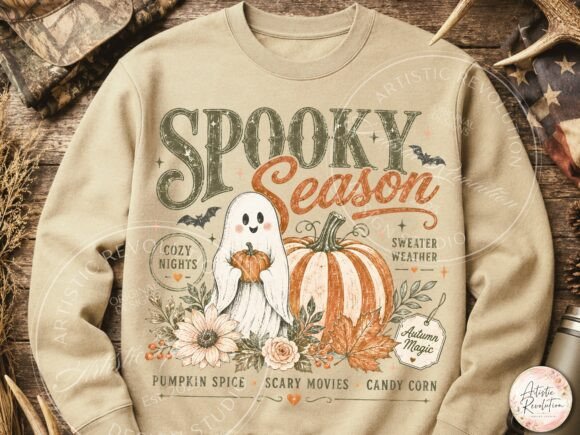Spooky Vintage Ghost PNG - Halloween Fall Sublimation Design - Image 5