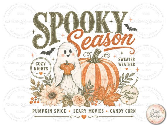 Spooky Vintage Ghost PNG - Halloween Fall Sublimation Design - Image 6