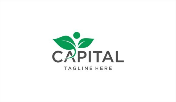 Leaf Human Icon and Text with Copy Space