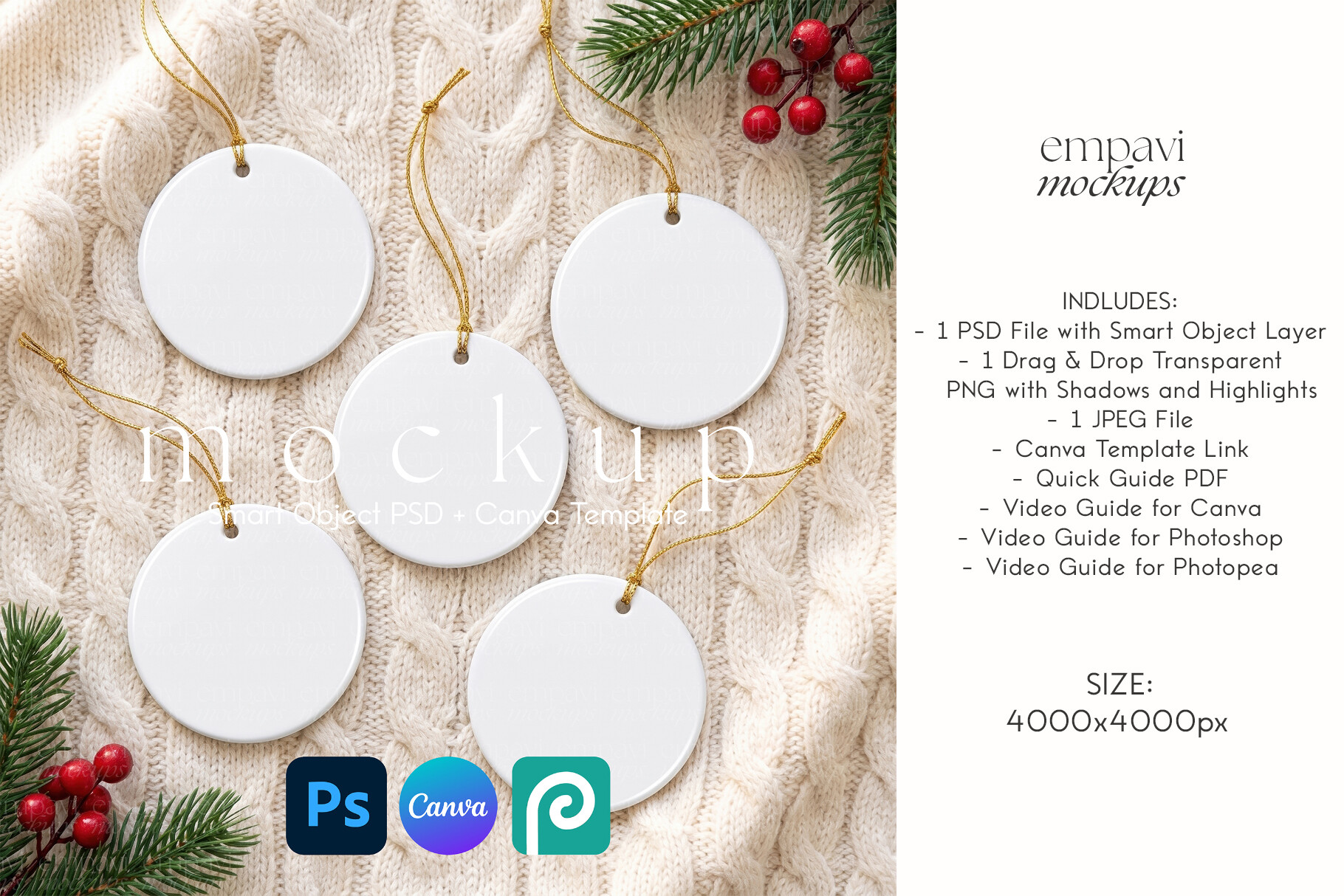 Multiple Ceramic Ornament Mockup