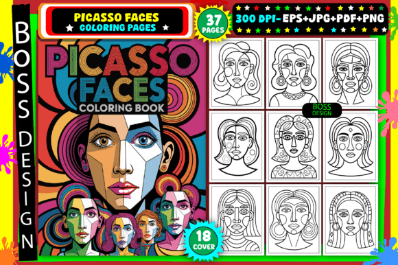 Picasso Faces Coloring Pages for Adults