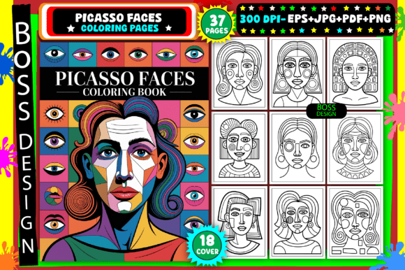 Picasso Faces Coloring Pages for Adults