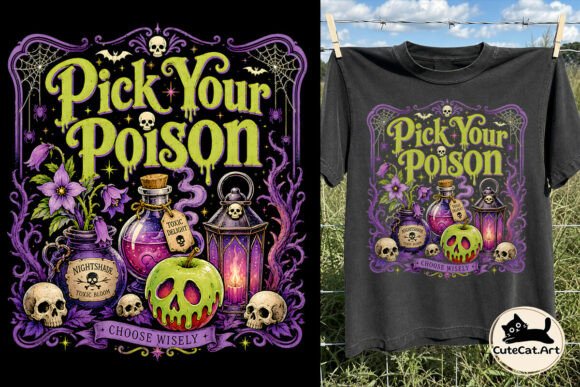 Pick Your Poison Halloween Sublimation Graphic Illustrations By Cutecat.art