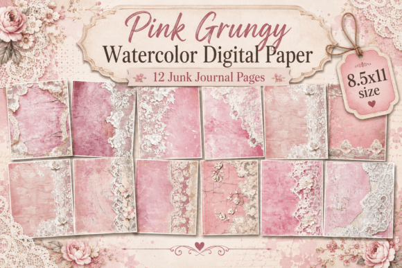 Pink Vintage Lace Digital Paper