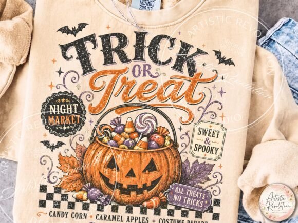 Retro Trick or Treat Halloween PNG