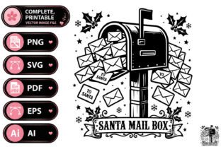 Cheers Graphics Vector Blck Santa Mailbox Christmas Letter Design Graphic by YA design · Creative ...