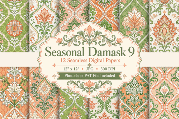 Seasonal Damask 9 Papers & Patterns