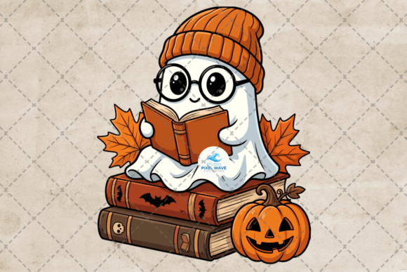 Spooky Ghost Reading Books Halloween Png