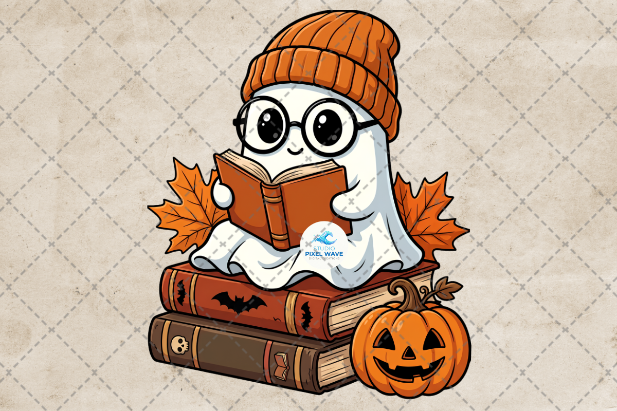 Spooky Ghost Reading Books Halloween Png