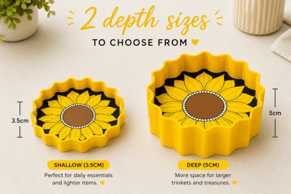 Sunflower Trinket Tray 3D Print File STL 3MF | Filament Multi-Color - Image 2