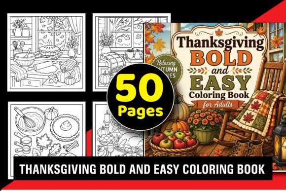 Thanksgiving Bold Easy Coloring Book