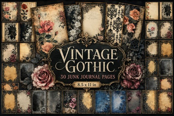 Vintage Gothic Junk Journal Papers