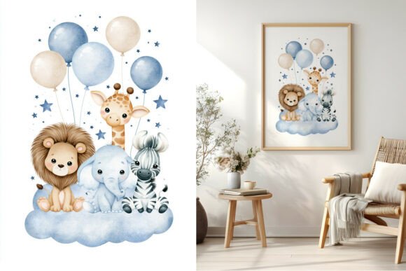 Watercolor Baby Animals Nursery Poster