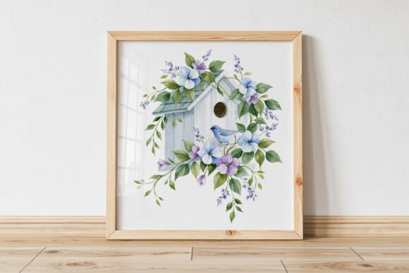 Watercolor Birdhouse Nursery Poster
