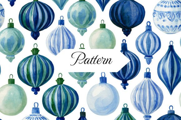 Watercolor Christmas Ornaments Pattern