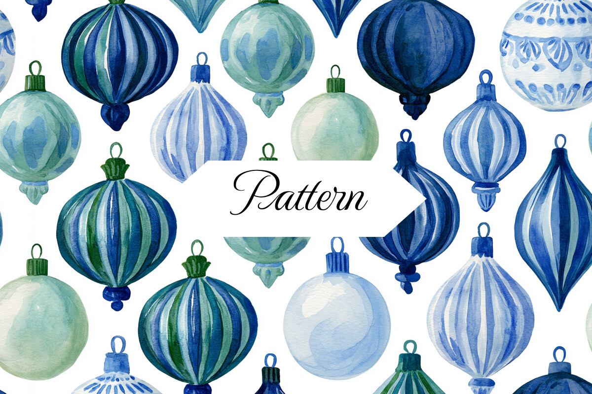 Watercolor Christmas Ornaments Pattern