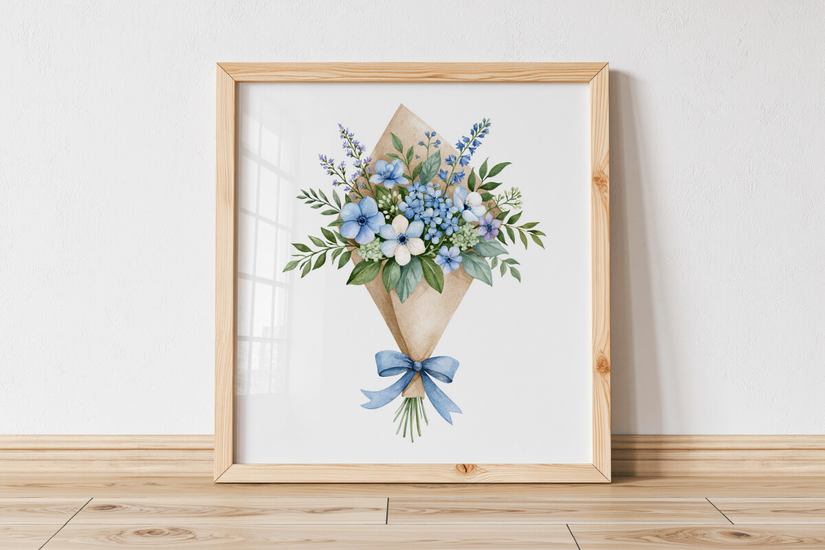 Watercolor Ribbon Bouquet Nursery Art