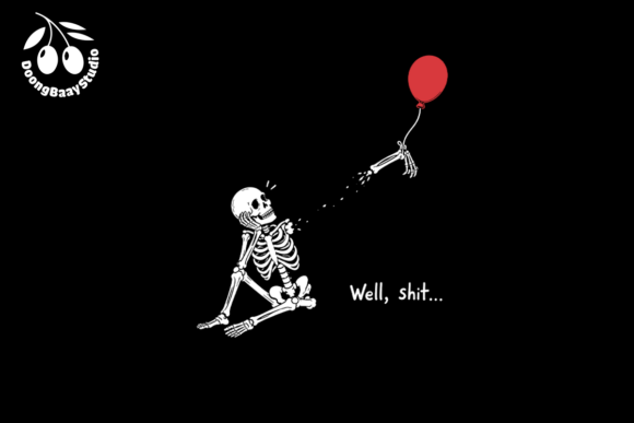 Funny Skeleton PNG - Dark Humor Halloween Clipart for Print - Image 1