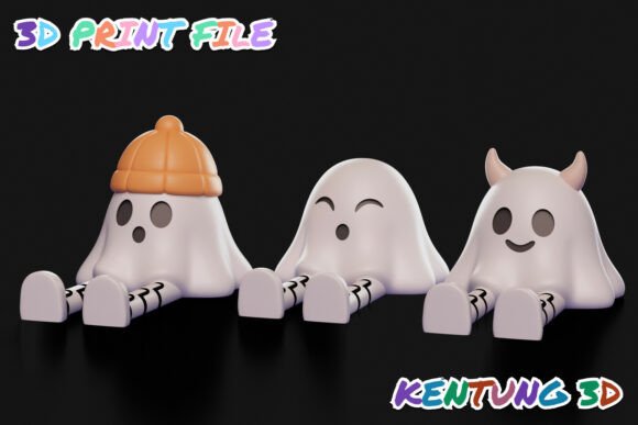 Articulated Kawaii Ghost 3D STL - Flexible Chibi Figure - Image 8