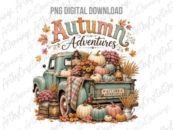 Autumn Adventures Vintage Truck PNG