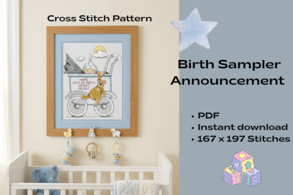 Baby Boy Cross Stitch Pattern PDF