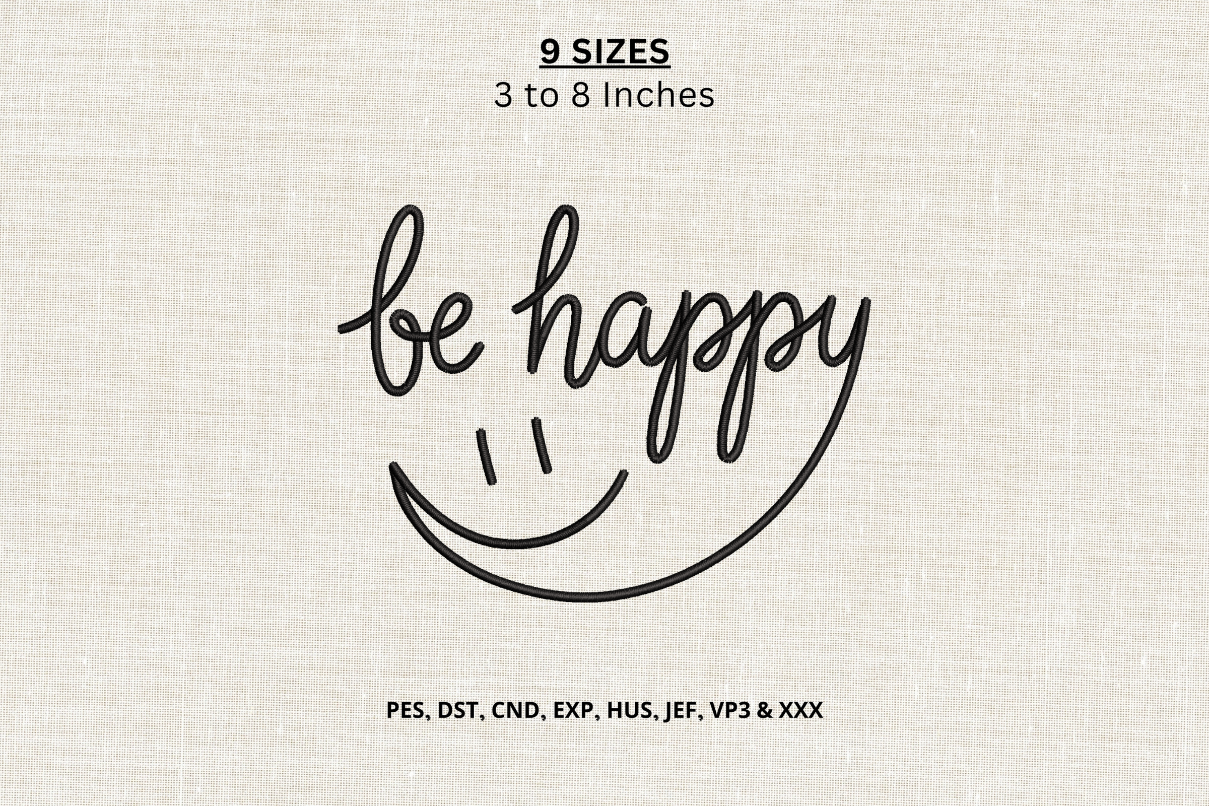 Be Happy Smile Quote Embroidery Design