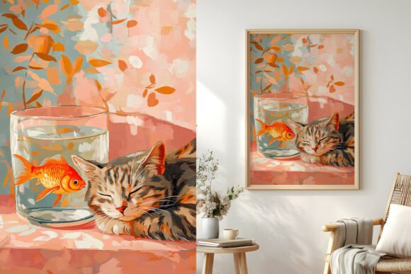 Cat Watching a Goldfish Bowl