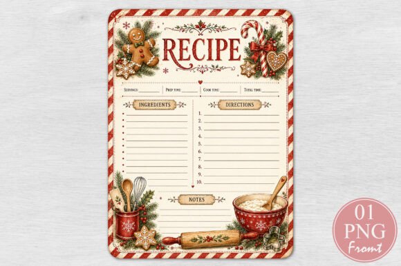 Christmas Recipe Card PNG