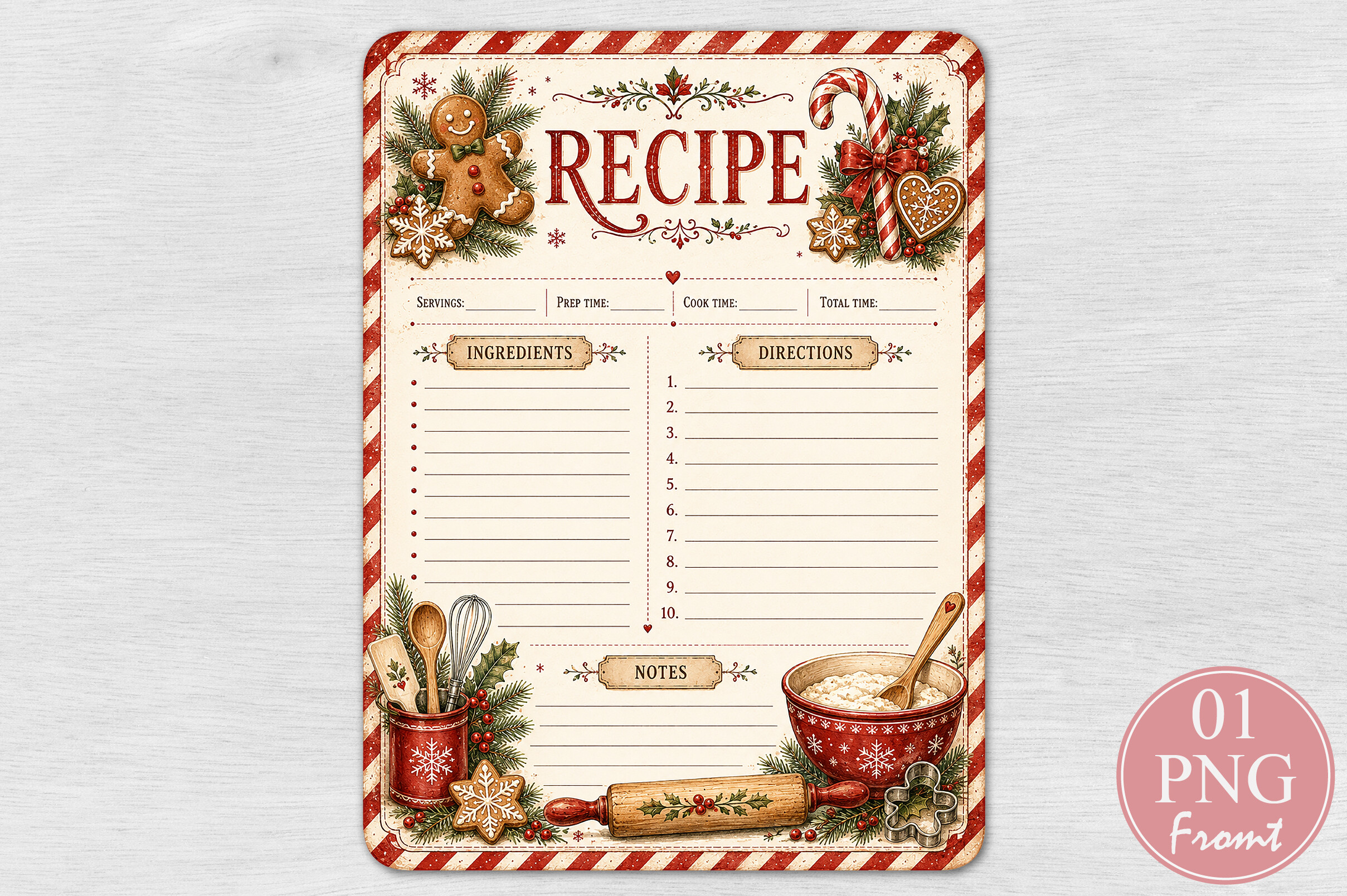 Christmas Recipe Card PNG