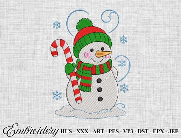 Christmas Snowman Machine Embroidery