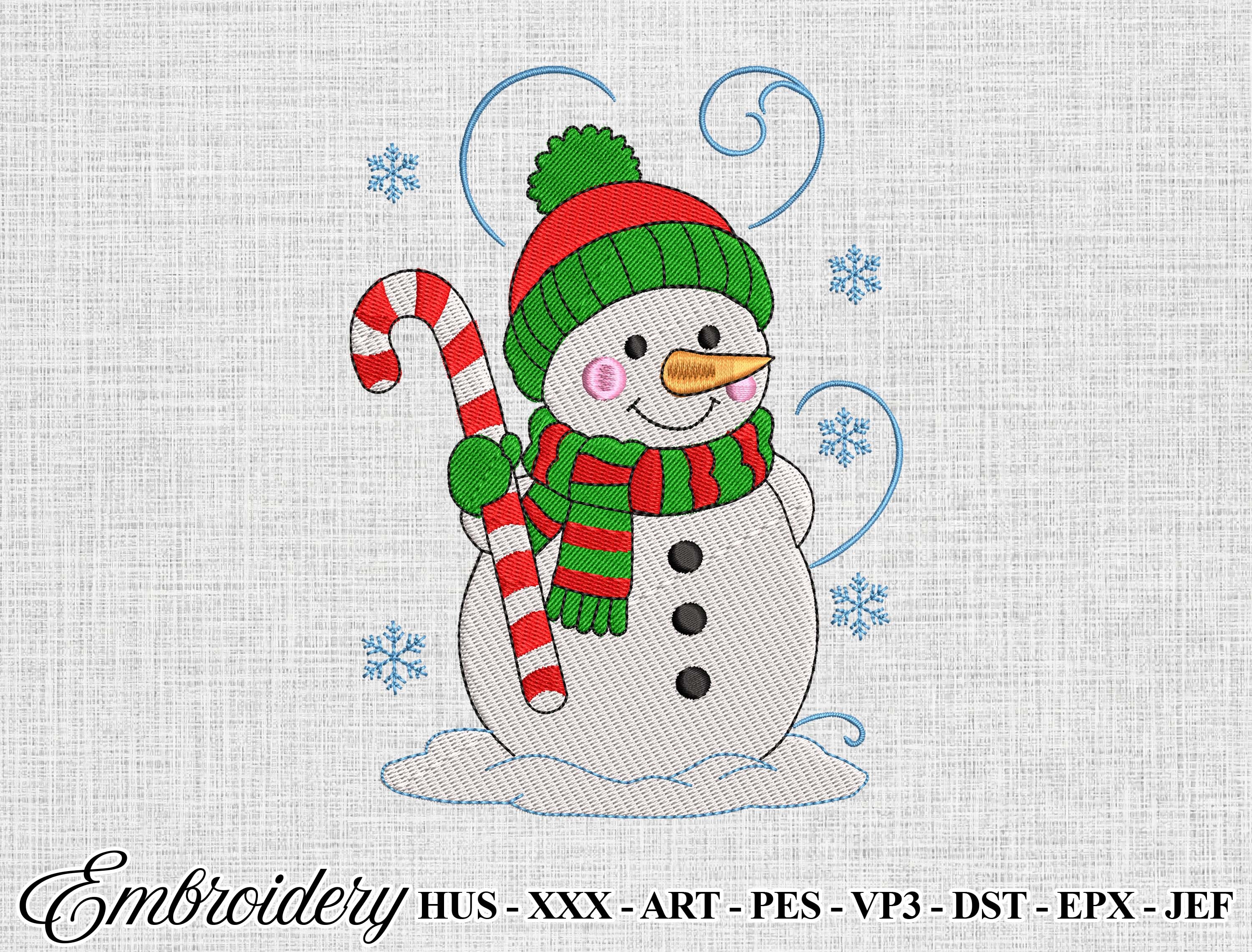 Christmas Snowman Machine Embroidery