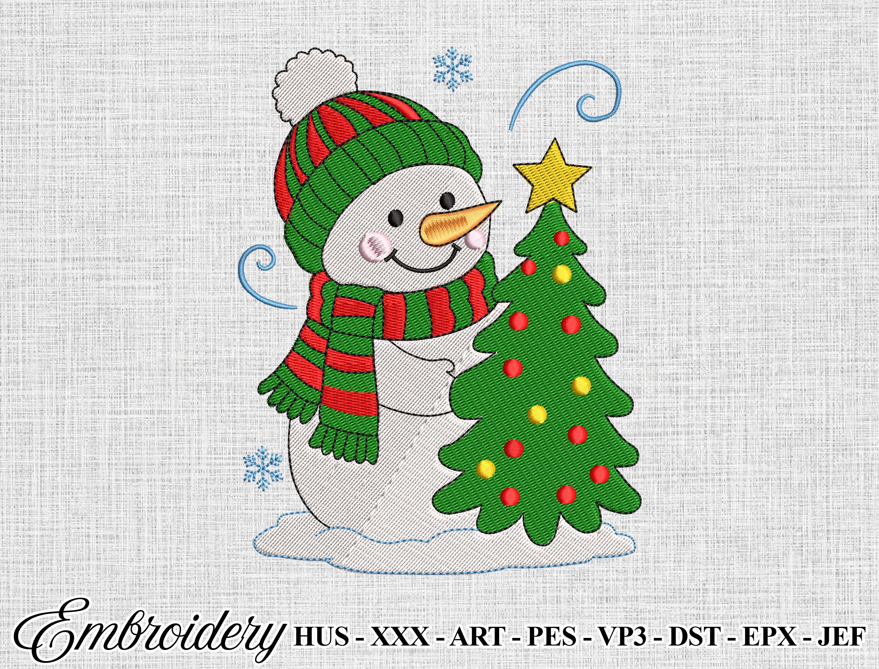 Christmas Snowman & Tree Embroidery File