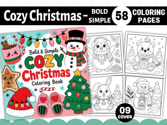 Cozy Christmas Bold Easy Coloring Book