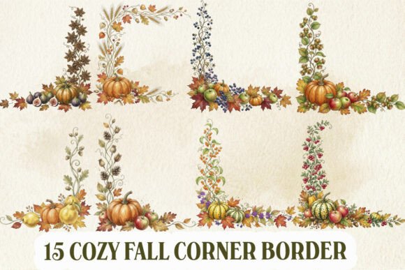 Cozy Fall Corner Border Clipart Bundle