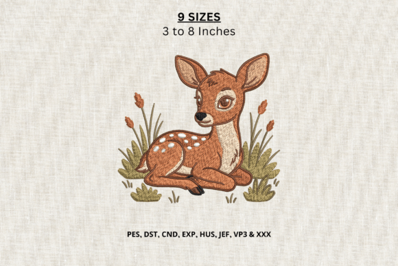 Cute Baby Deer Fawn Embroidery Design