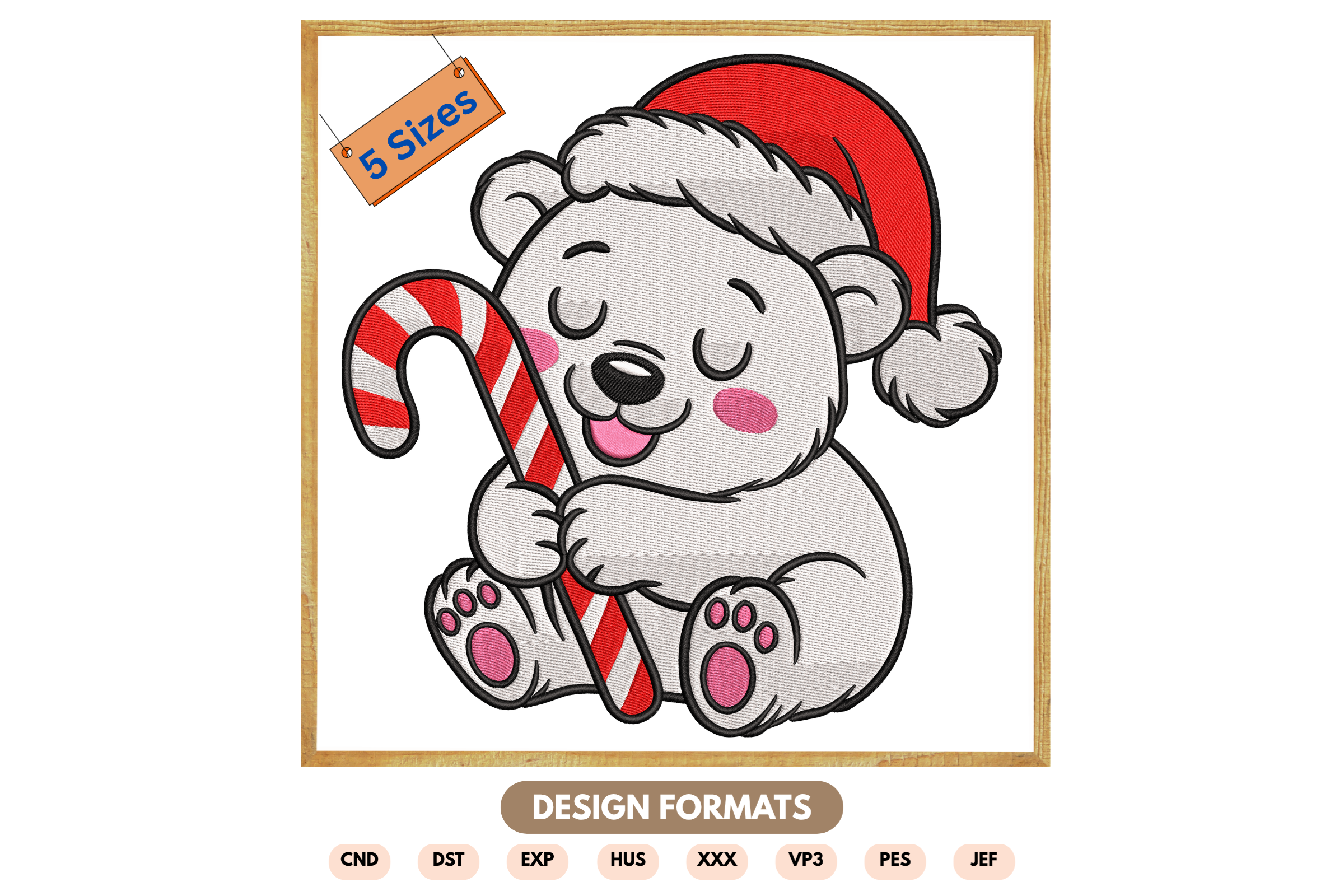 Cute Christmas Bear Embroidery Design - photo 1