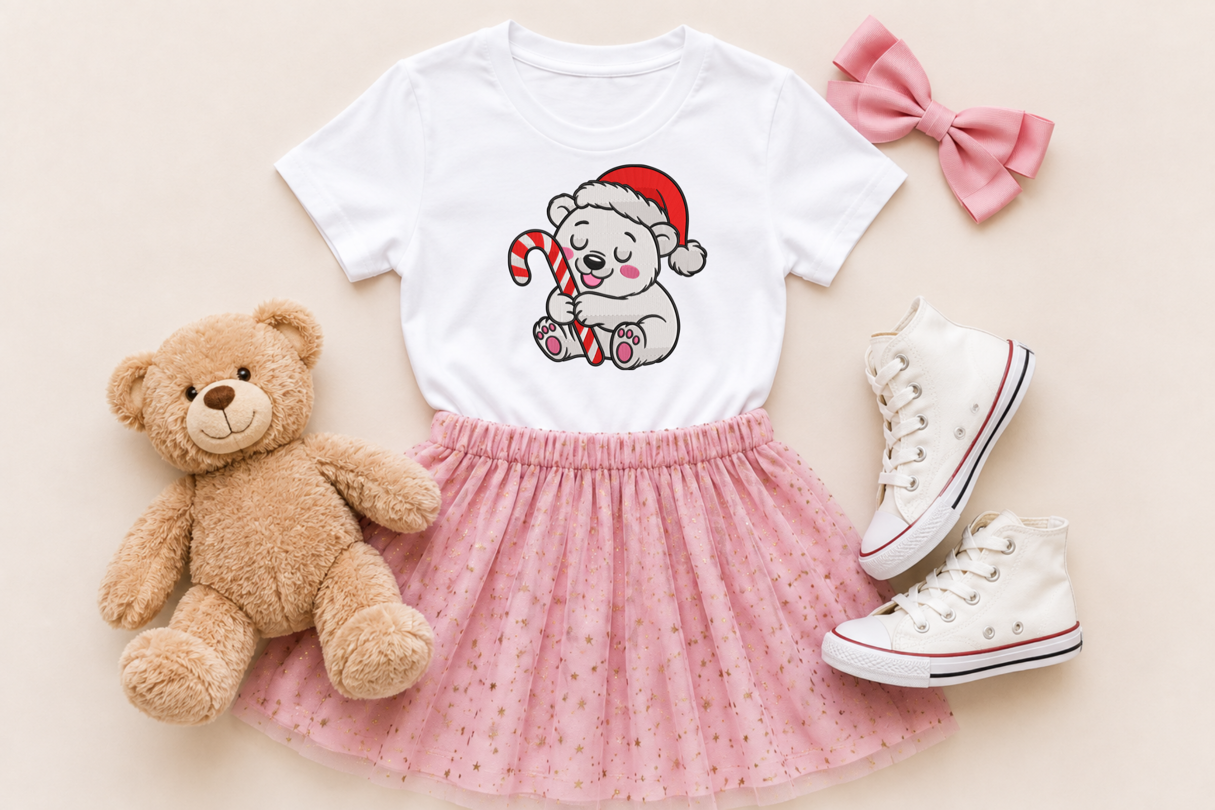 Cute Christmas Bear Embroidery Design - photo 3