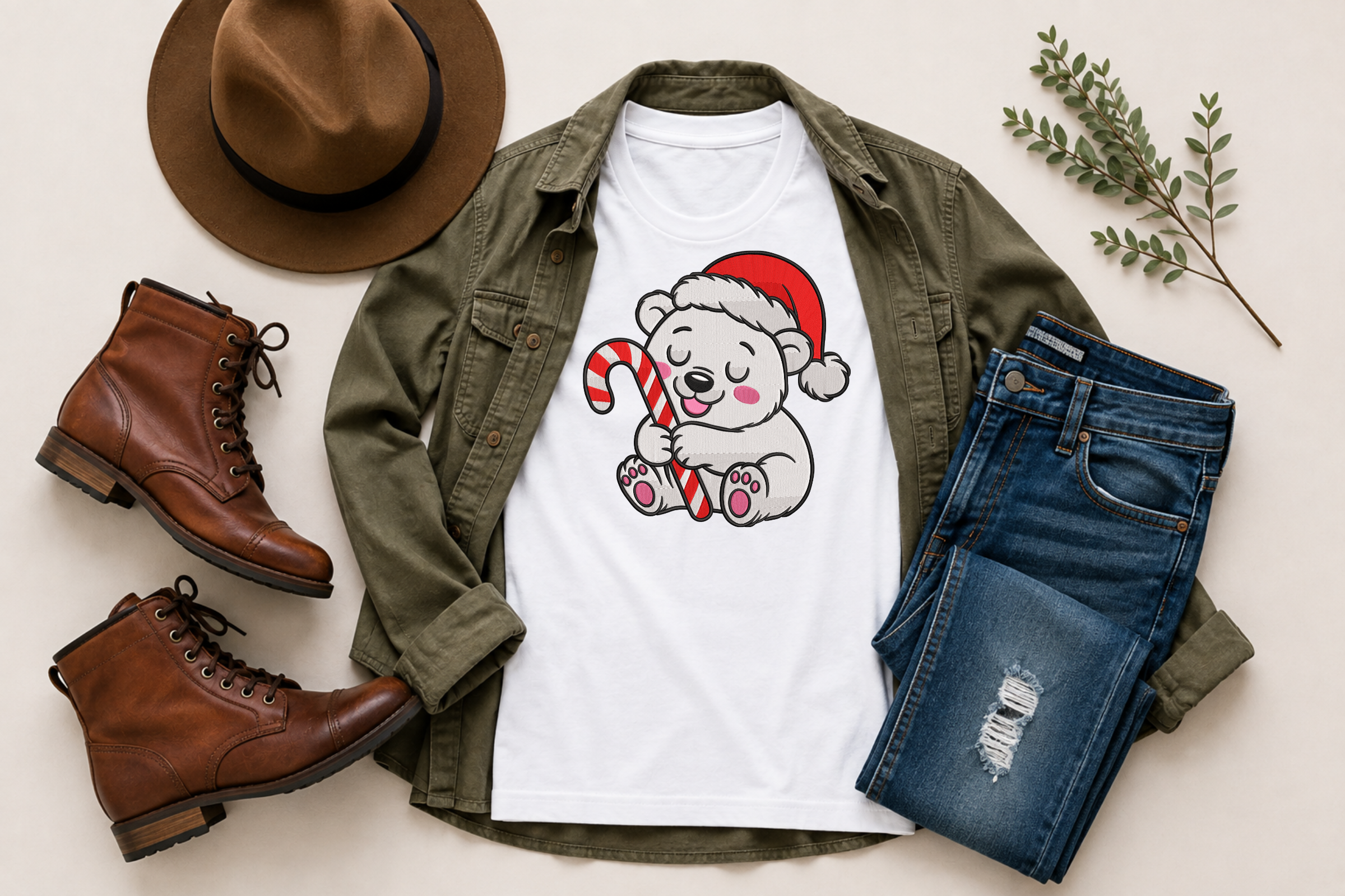 Cute Christmas Bear Embroidery Design - photo 4