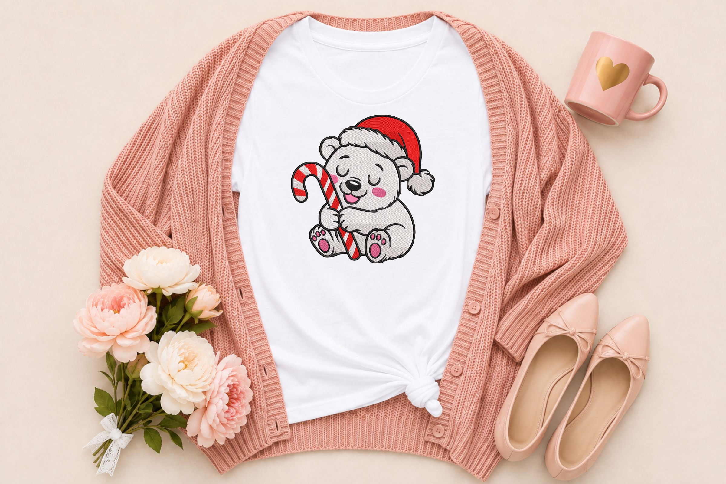 Cute Christmas Bear Embroidery Design - photo 6