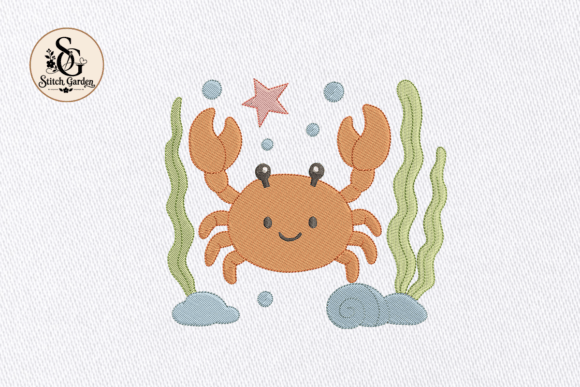 Cute Crab Ocean Embroidery