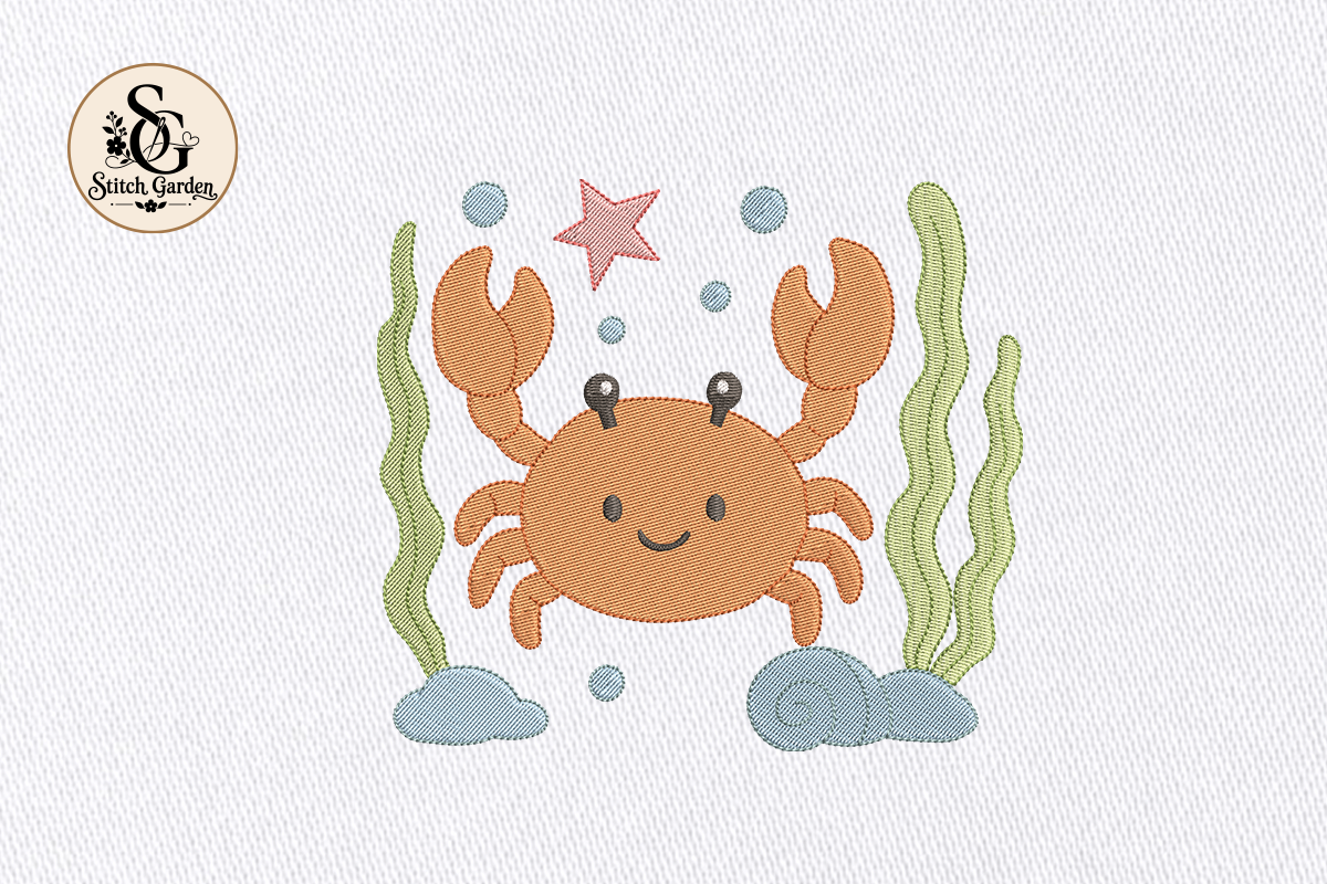 Cute Crab Ocean Embroidery