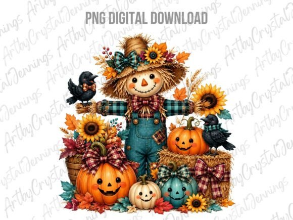 Cute Fall Scarecrow Pumpkin PNG