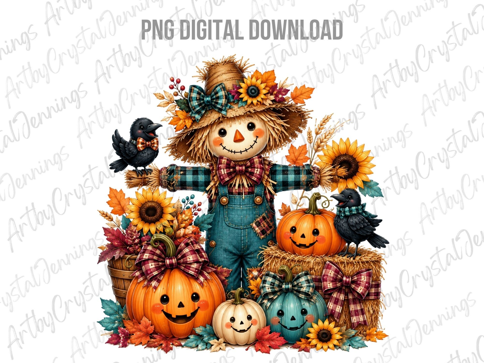 Cute Fall Scarecrow Pumpkin PNG