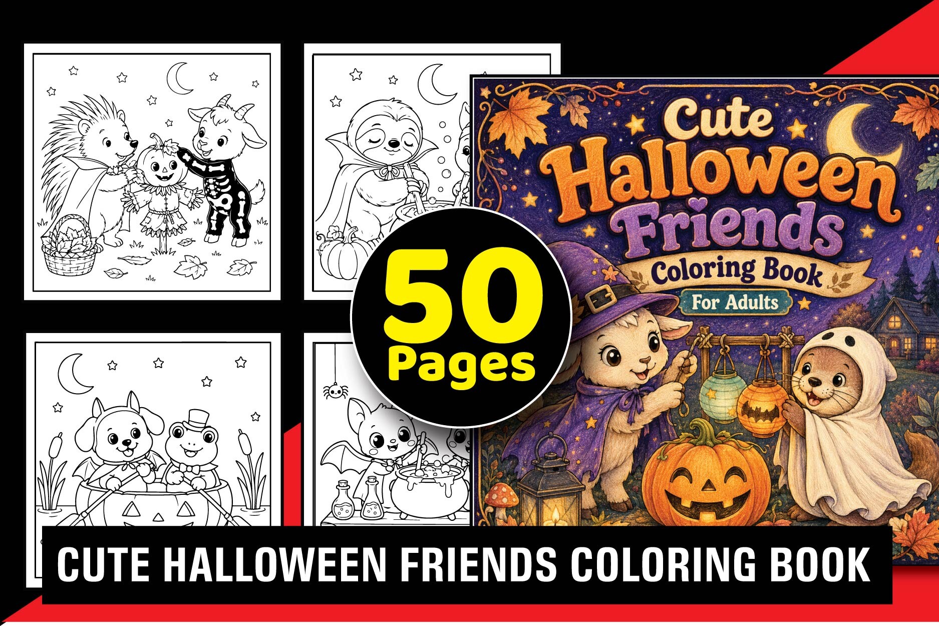 Cute Halloween Friends Coloring Book